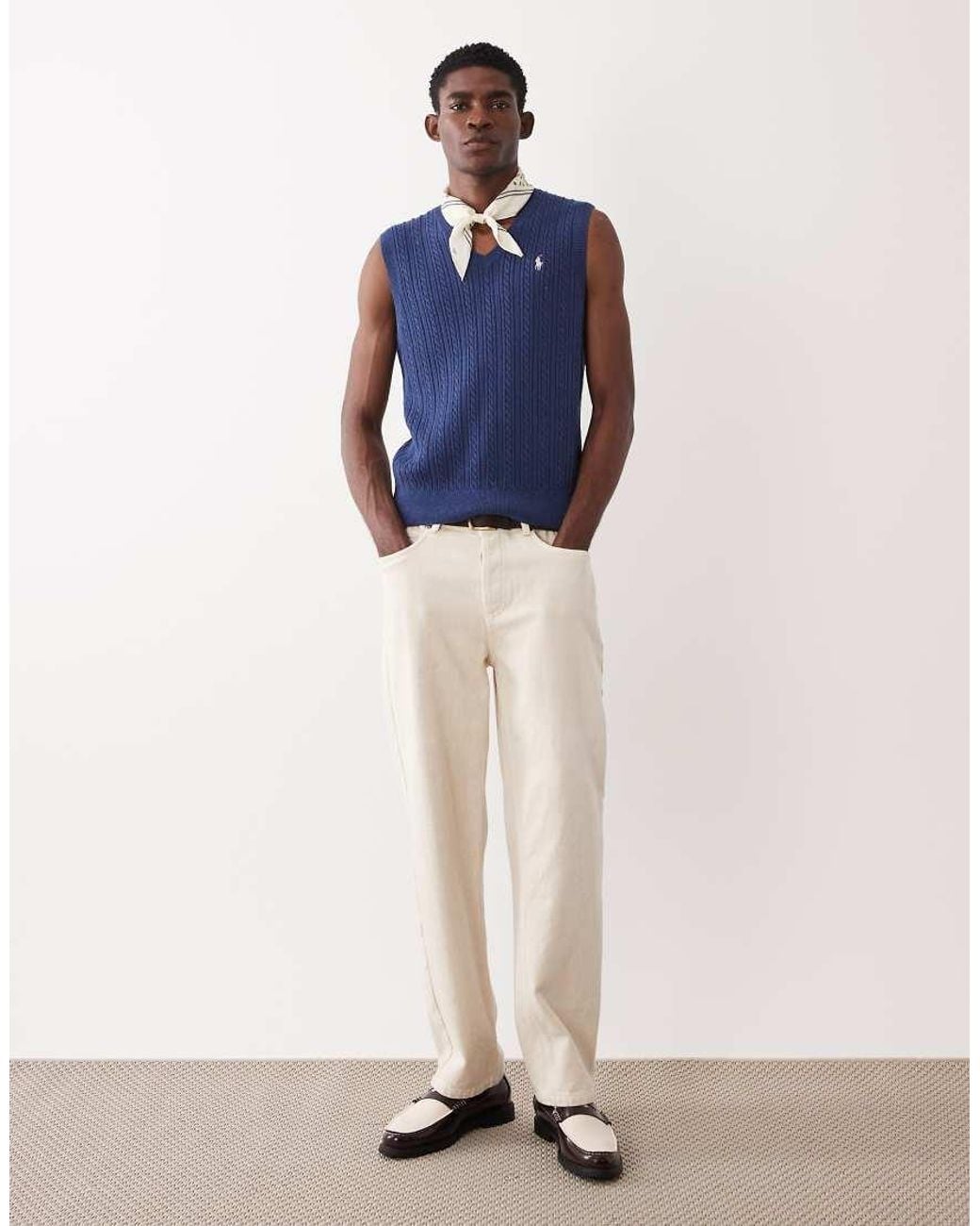 Polo Ralph Lauren Blue Icon Logo Cotton Sweater Vest for men