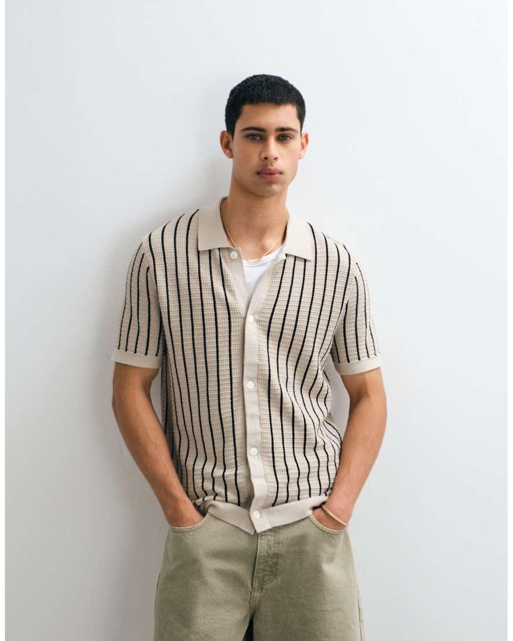 Gap Brown Boxy Button Through Polo Shirt for men