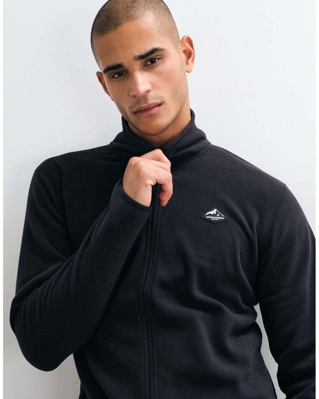 Jack & Jones Blue Ski High Neck Zip Through Fleece Jacket for men