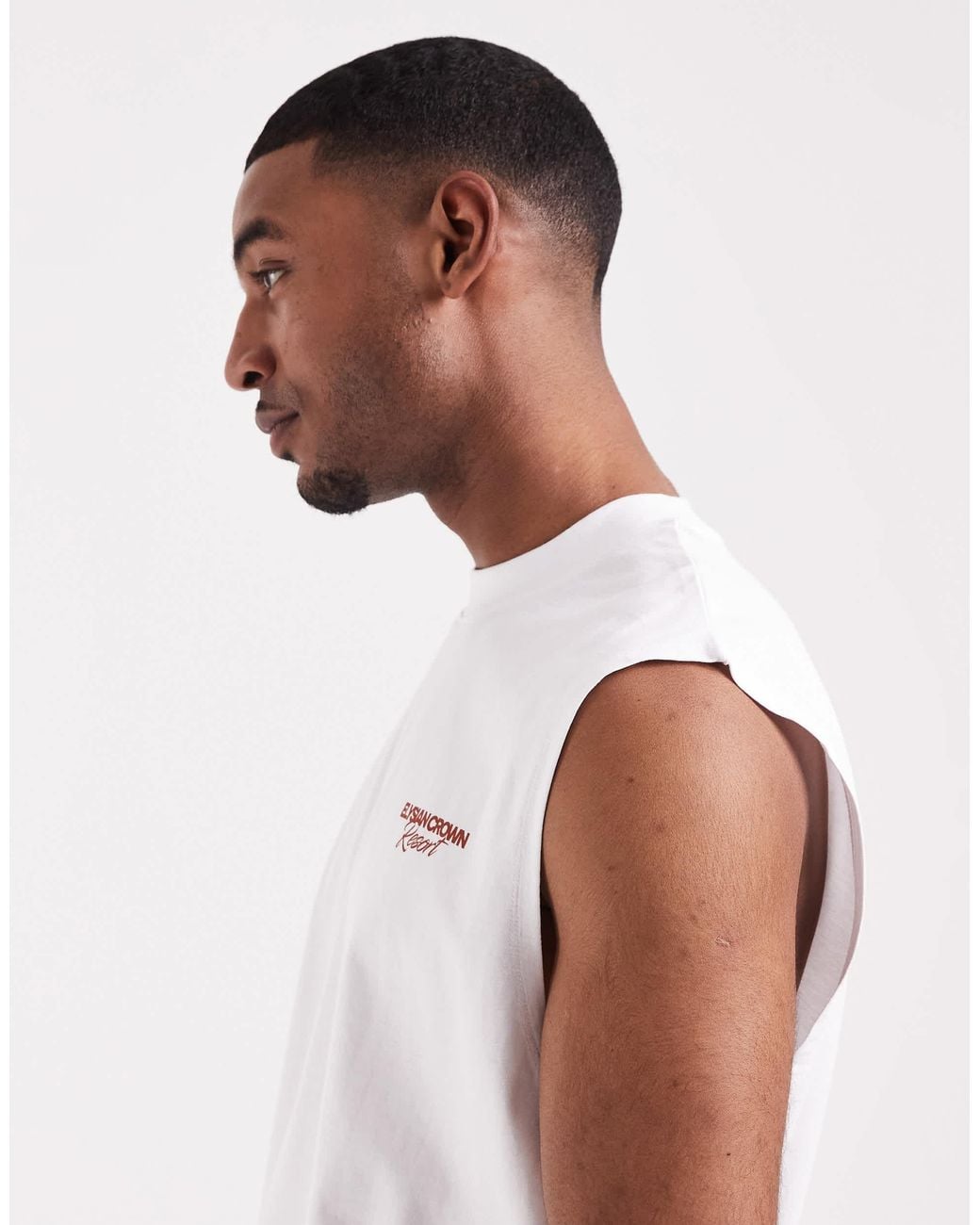ASOS White Oversized Tank With Resort Graphic for men