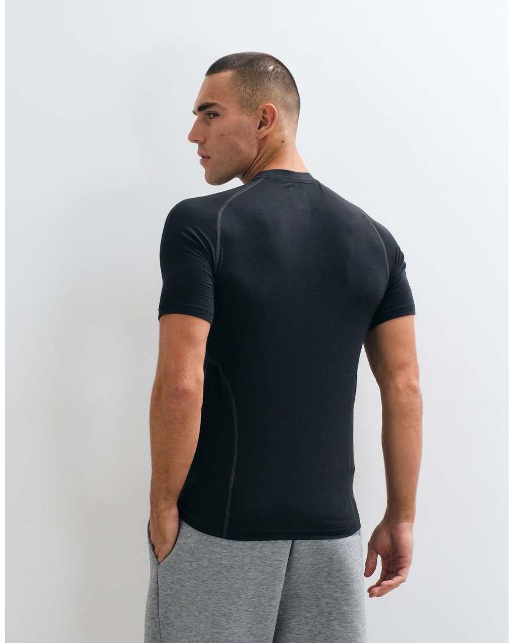 Nike Blue Tech Pro Chest Logo Muscle Fit T-Shirt for men