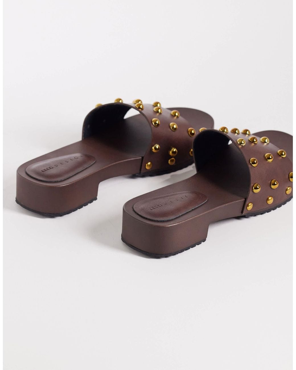 ASOS Brown Fallen Clog Sandal Slides