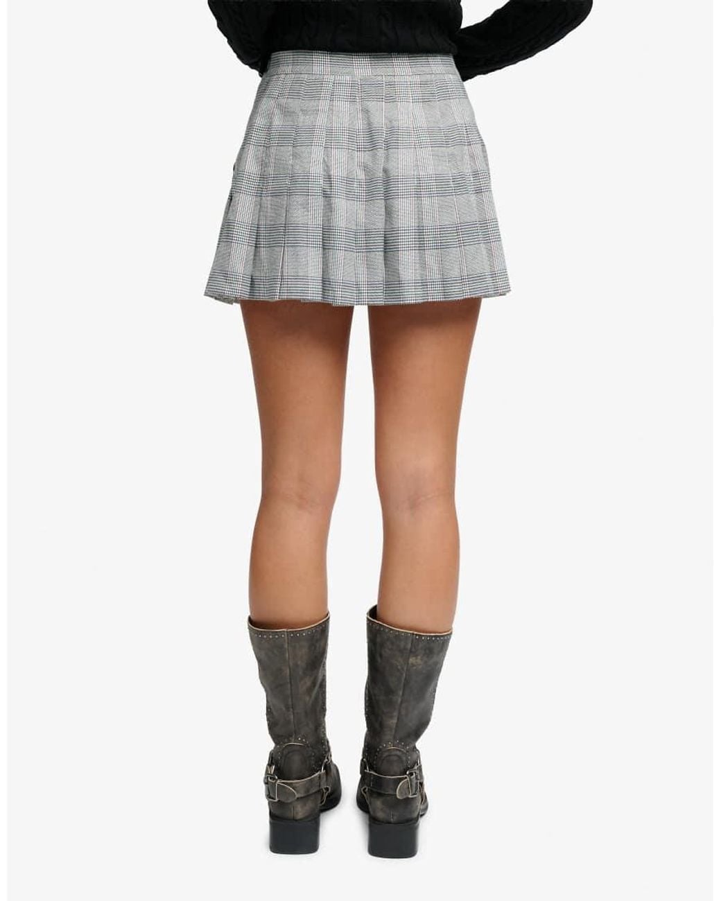 Superdry Gray Athletic Essentials Check Pleated Skirt
