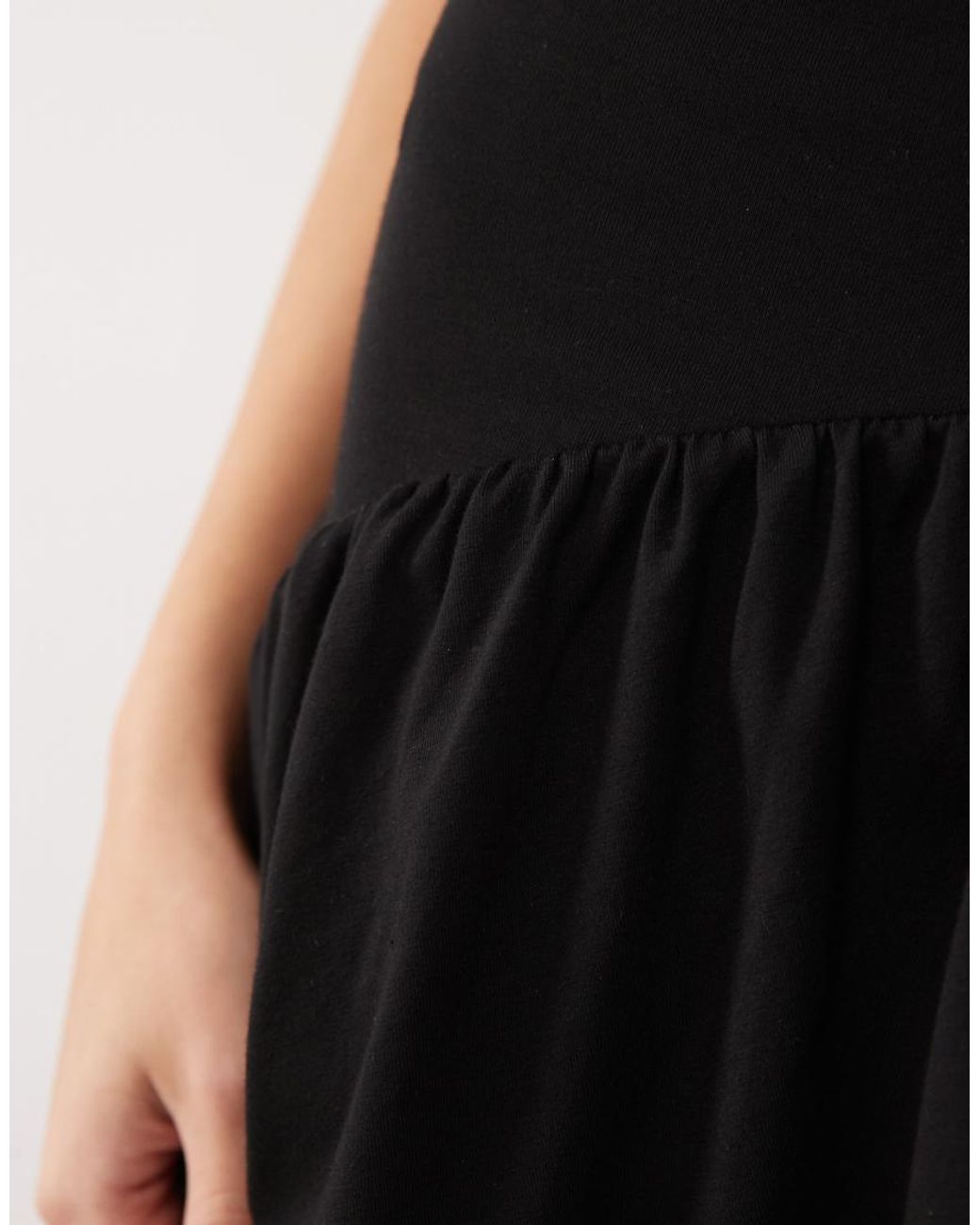 ASOS Black Cap Sleeve Cinched Dropped Waist Midaxi Dress