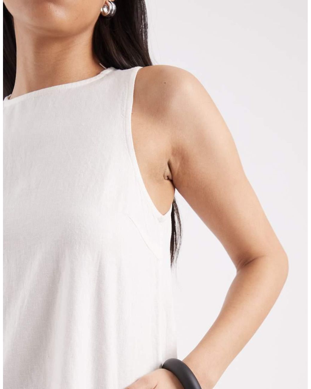 JJXX White Linen Blend Mini Dress
