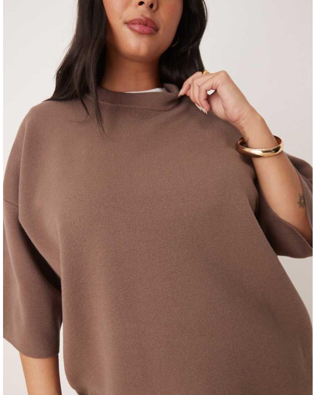ASOS Brown Asos Design Curve Knit Structured Oversized T-shirt