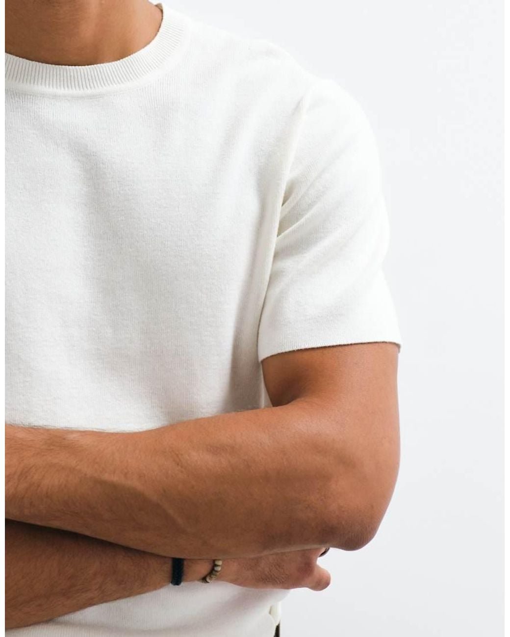 ASOS White Essential Fine-rib Knit Crew-neck for men