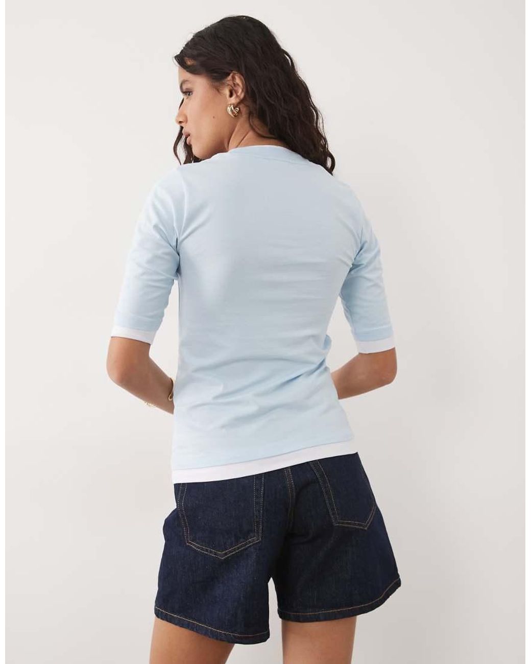 ASOS White Short Sleeve Double Layer Low Back Top