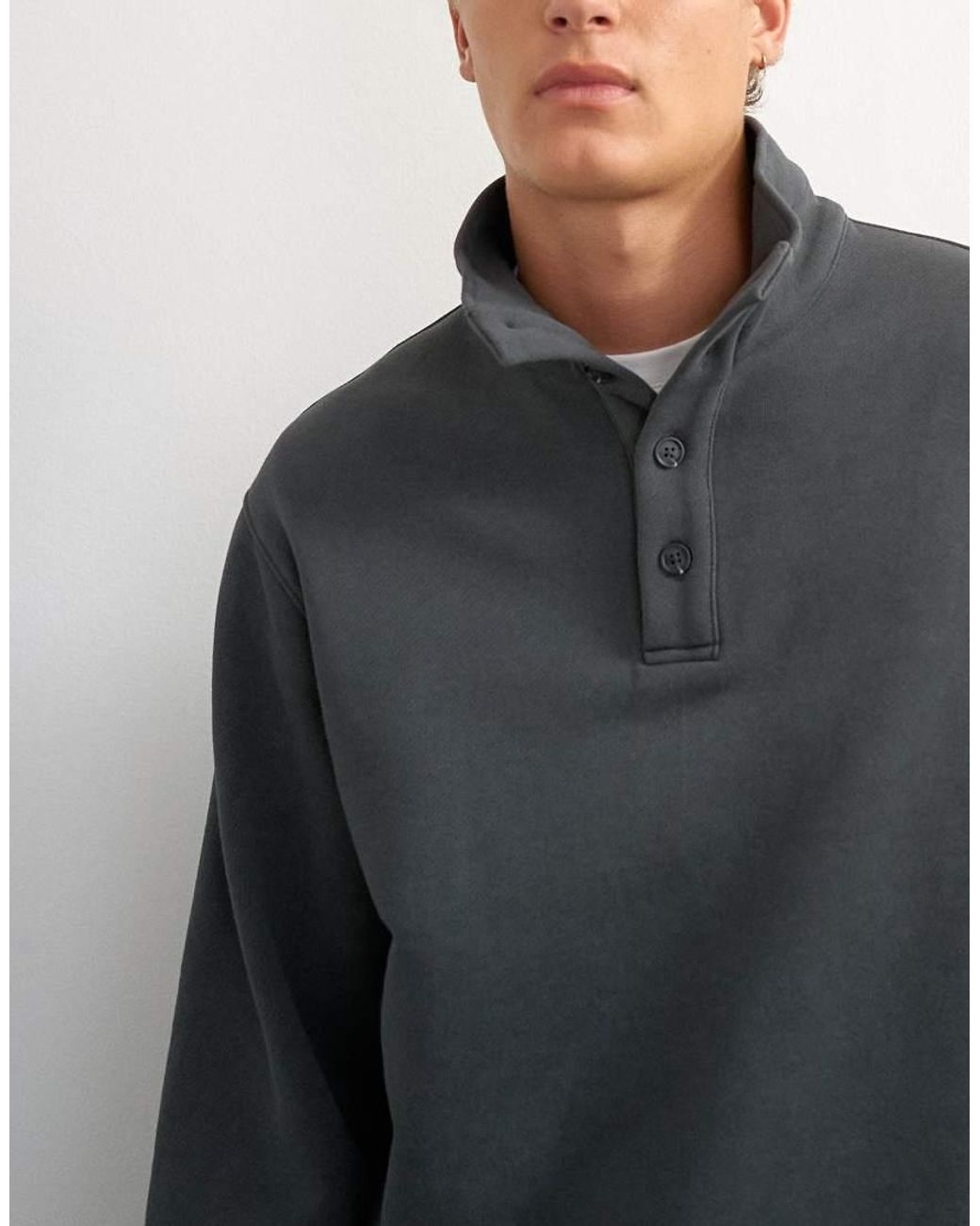 Topman Gray Classic Fit Funnel Neck Sweatshirt for men