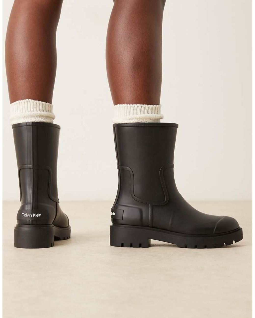 Calvin Klein Black Short Wellington Boots