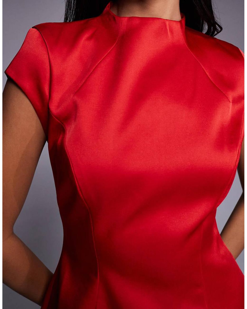 Bardot Red Delphi Satin Mini Dress