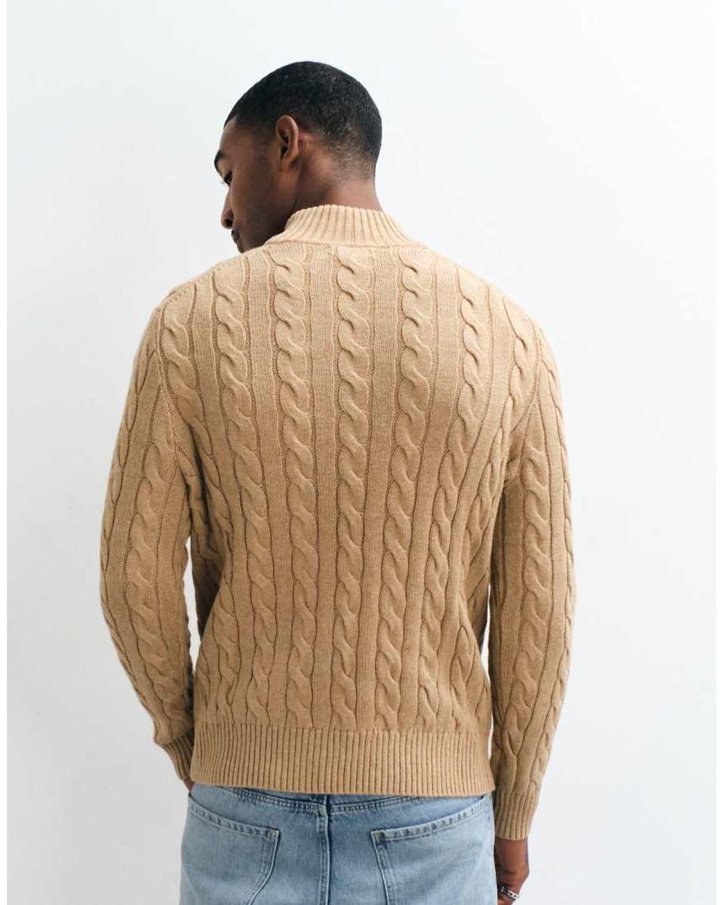 Polo Ralph Lauren Natural Icon Logo Cotton Cable Quarter Zip Sweatshirt for men