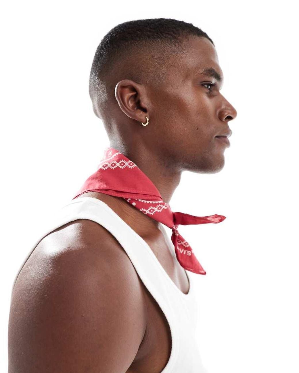 Levi's White Paisley Print Bandana for men