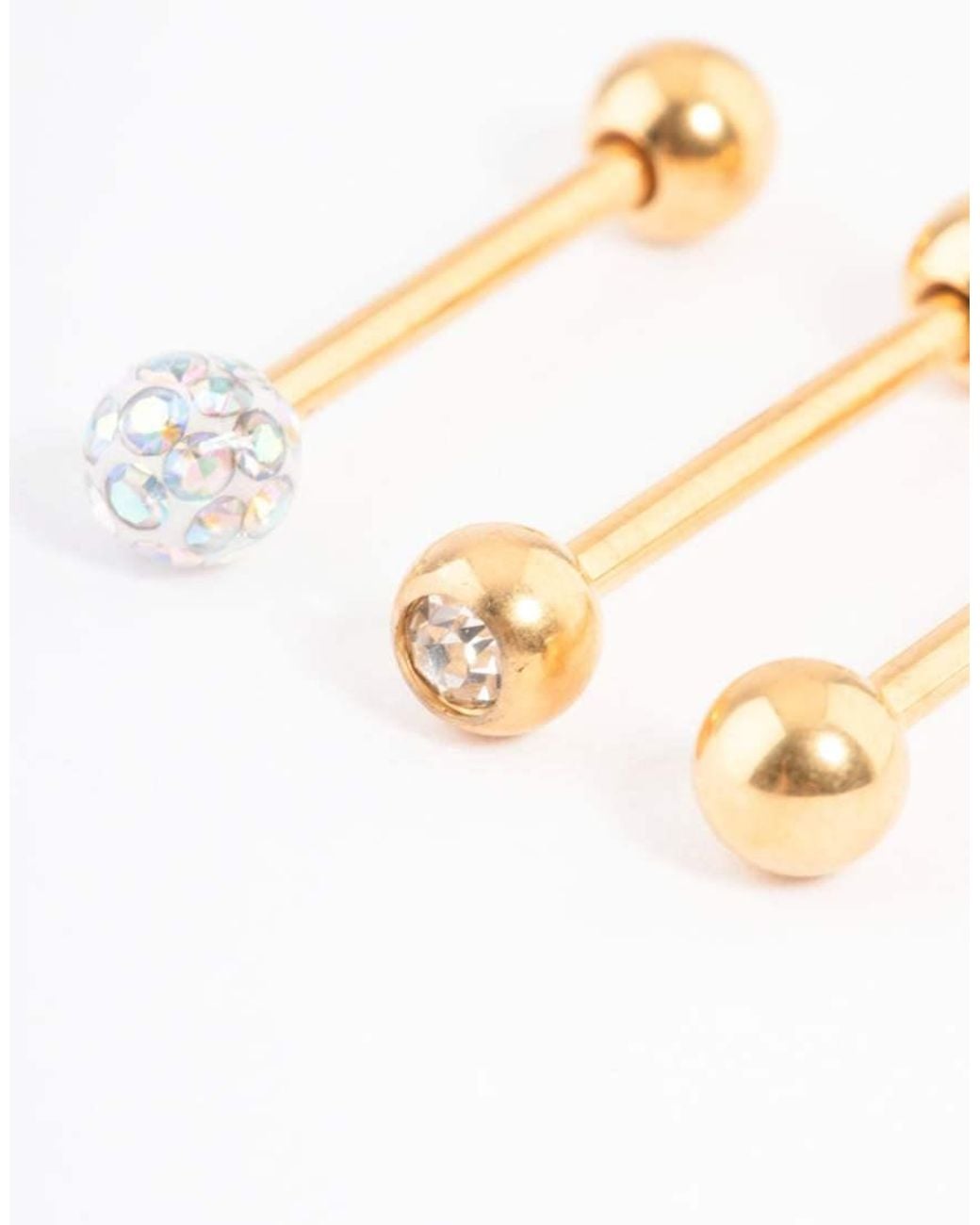 Lovisa Metallic Plated Titanium Pave Ball Tongue Piercing Pack