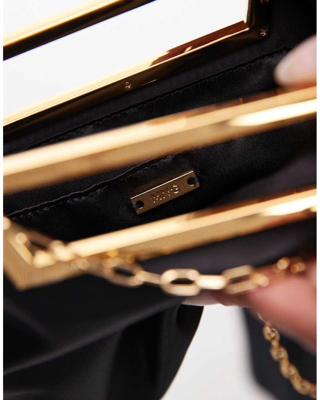 Mango Black Featuring Kaia Gerber Satin Square Clutch Bag