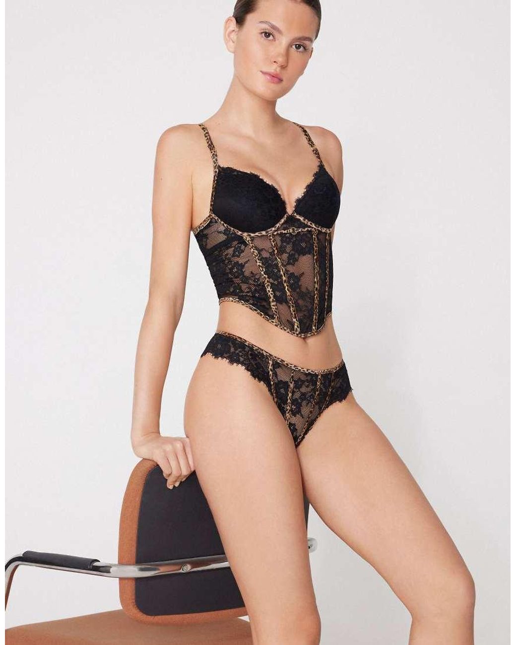 Tezenis Black Jungle Glow Brazilian Knickers