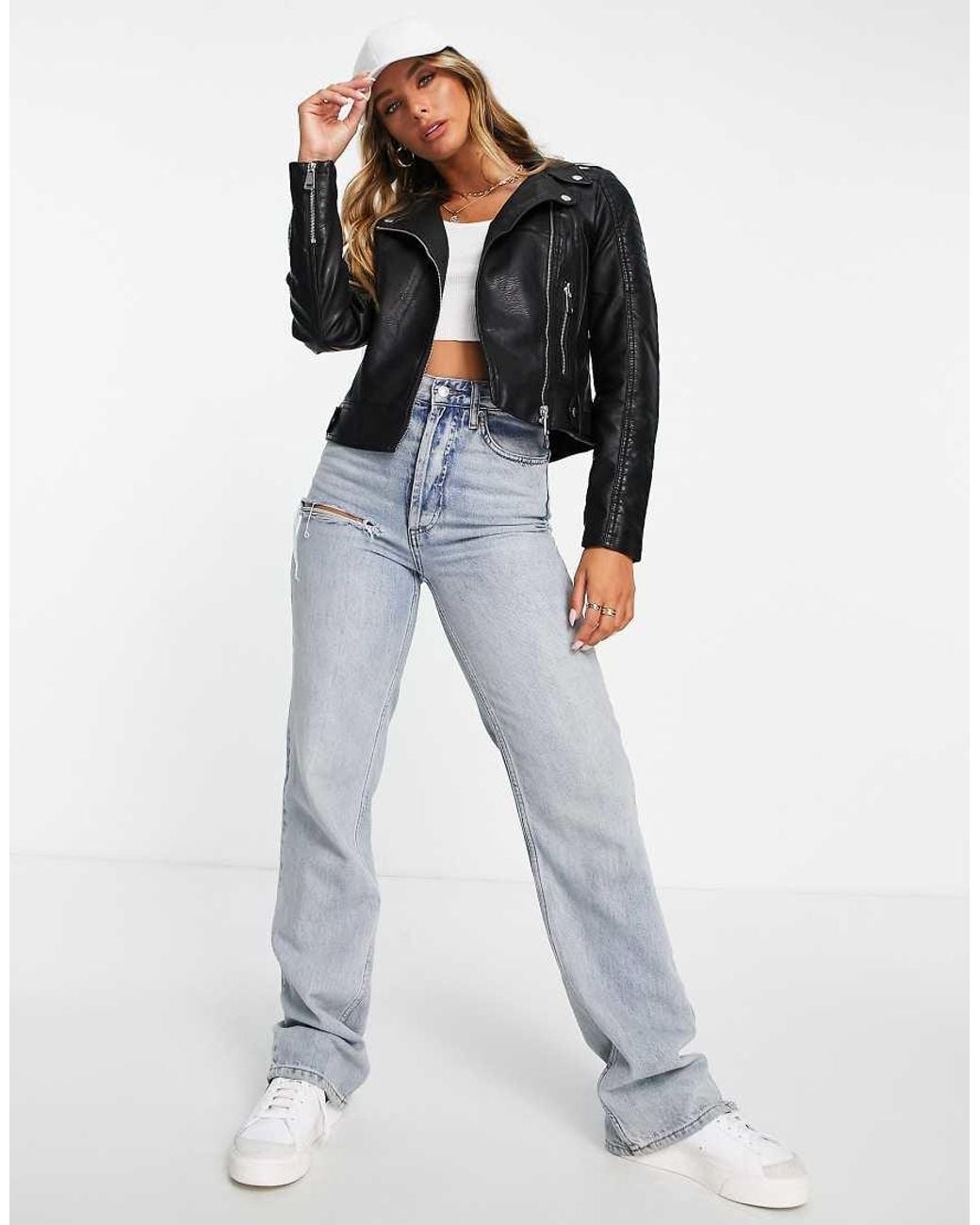 Vero Moda Black Faux Leather Biker Jacket