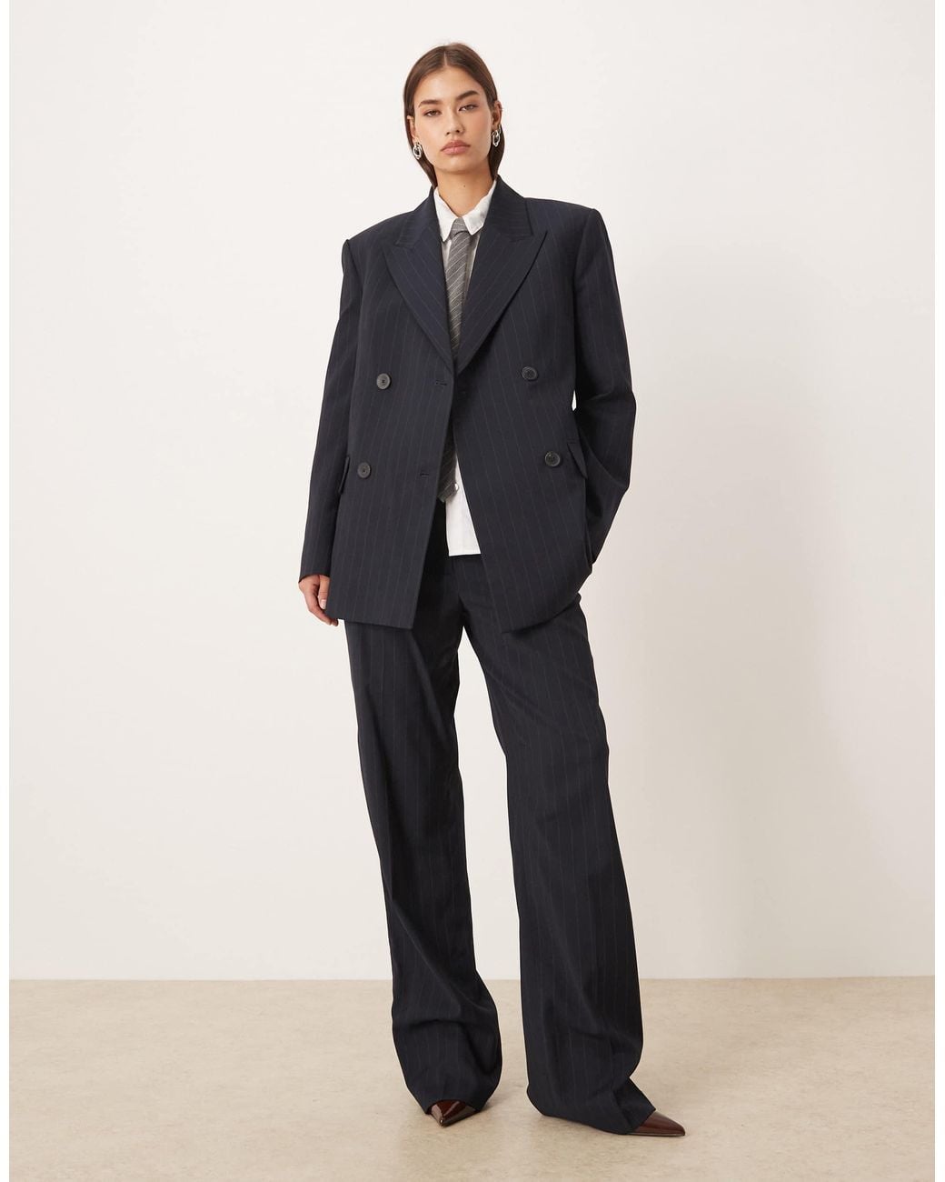 Mango Blue Varsovia Tailored Flared Pants