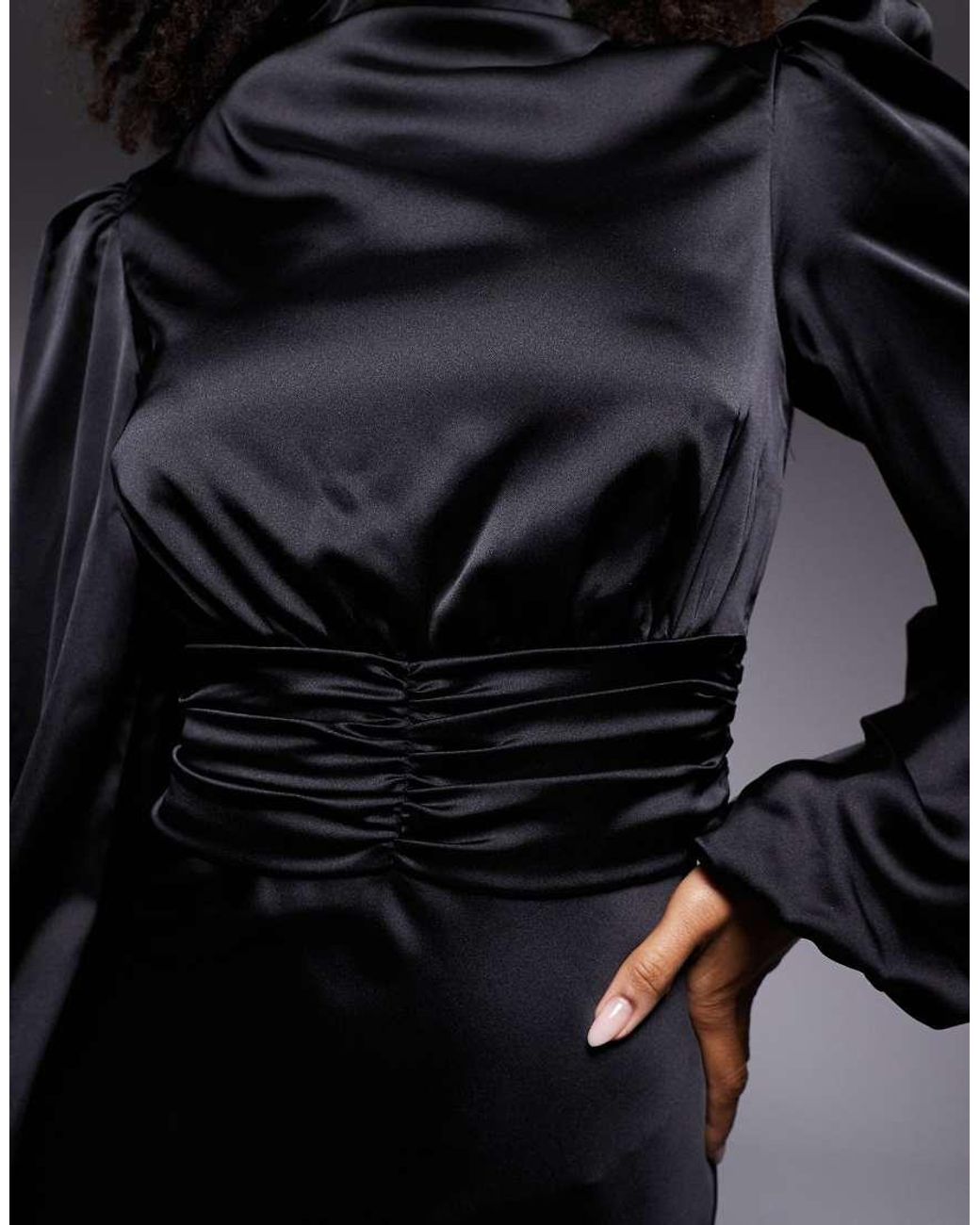 True Decadence Black High Cowl Neck Maxi Dress