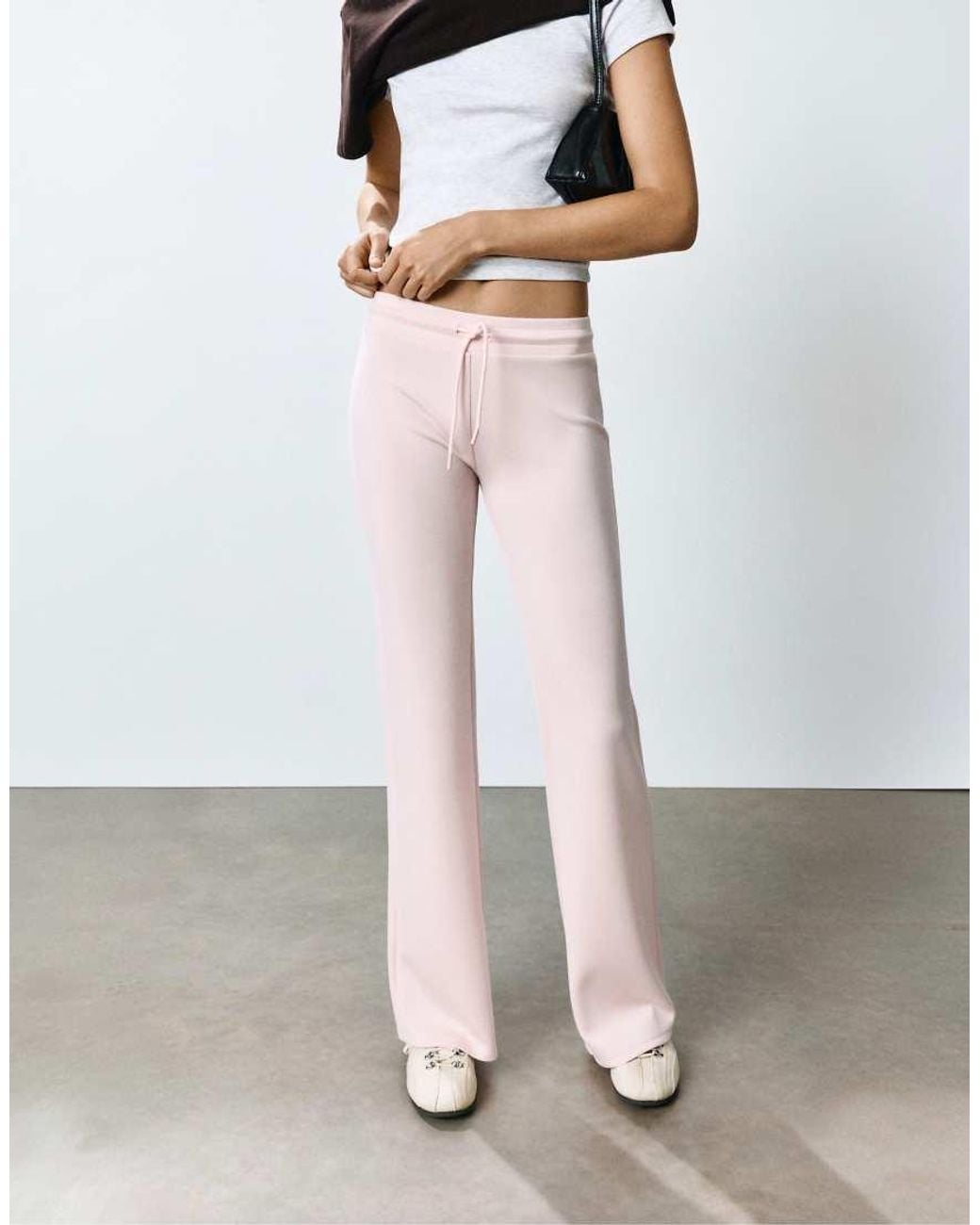 Pull&Bear White Soft-Touch Flared Trousers
