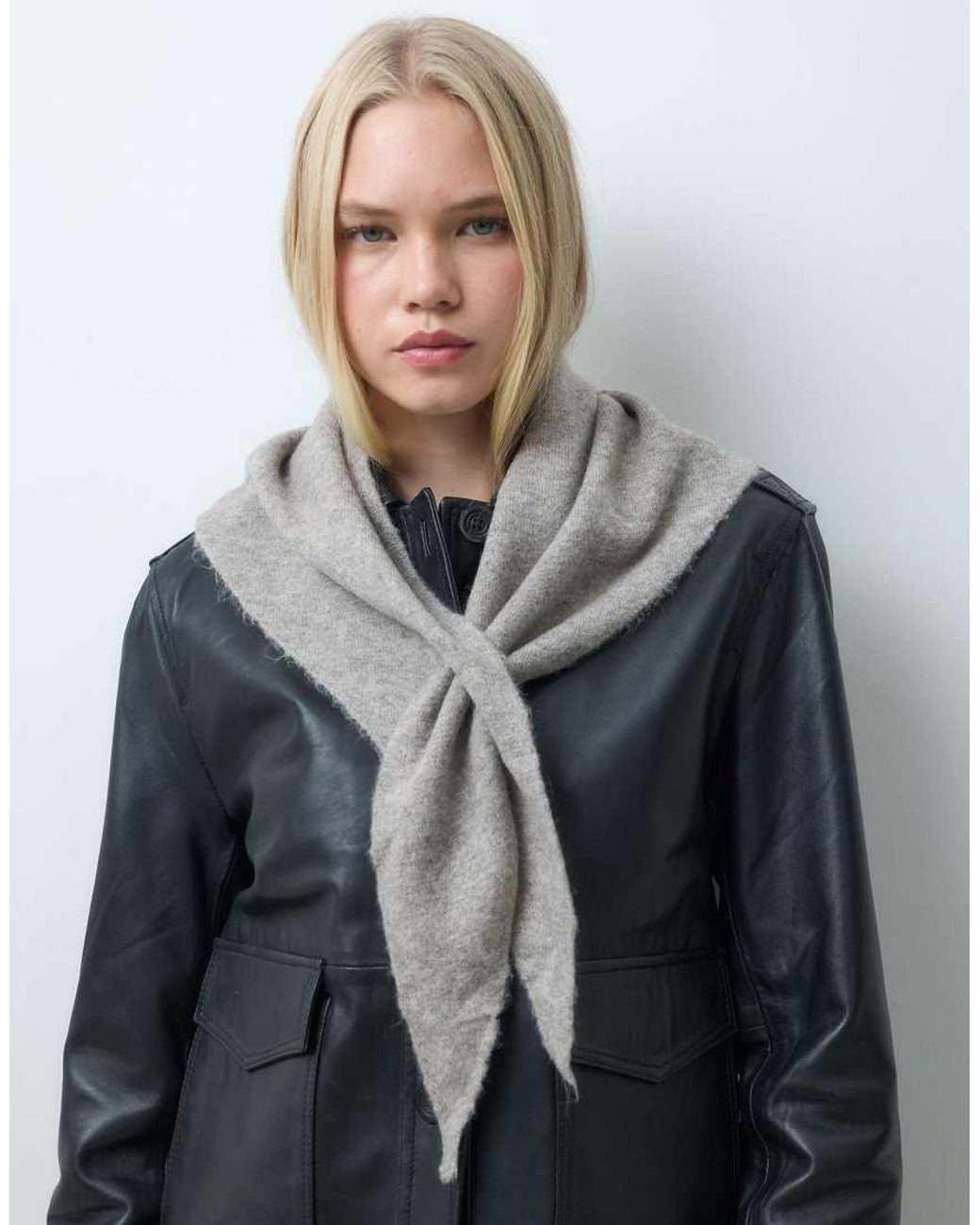 Mango Gray Knitted Neck Scarf