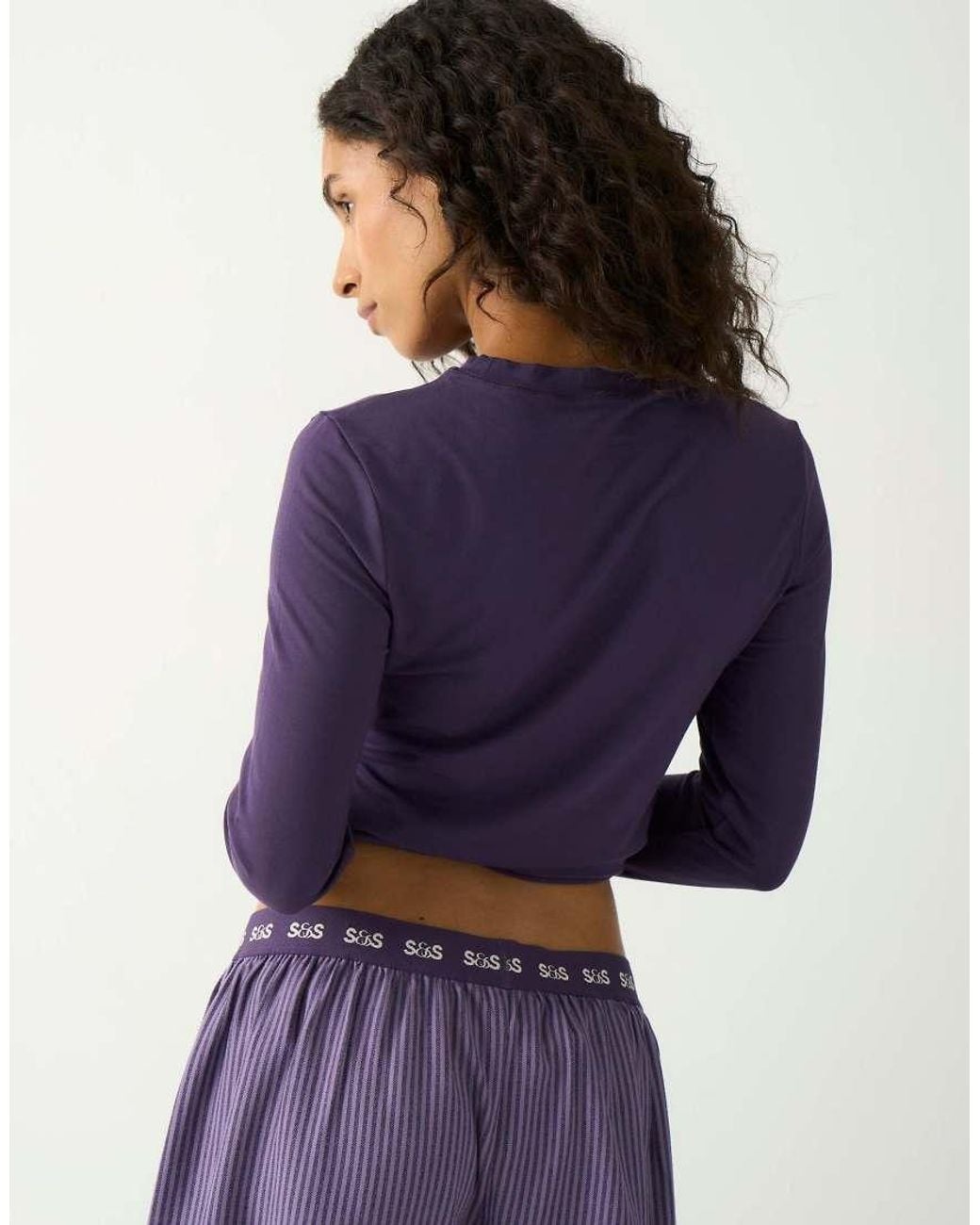 Stripe & Stare Purple Long Sleeve Under Layer Top
