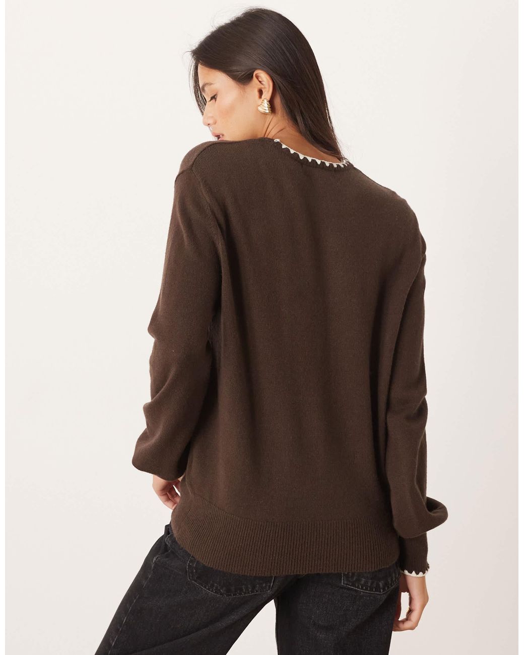 Pull ras Threadbare en coloris Brown