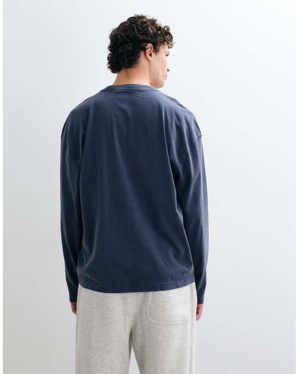 Hollister Blue Heavyweight Long Sleeve T-Shirt for men