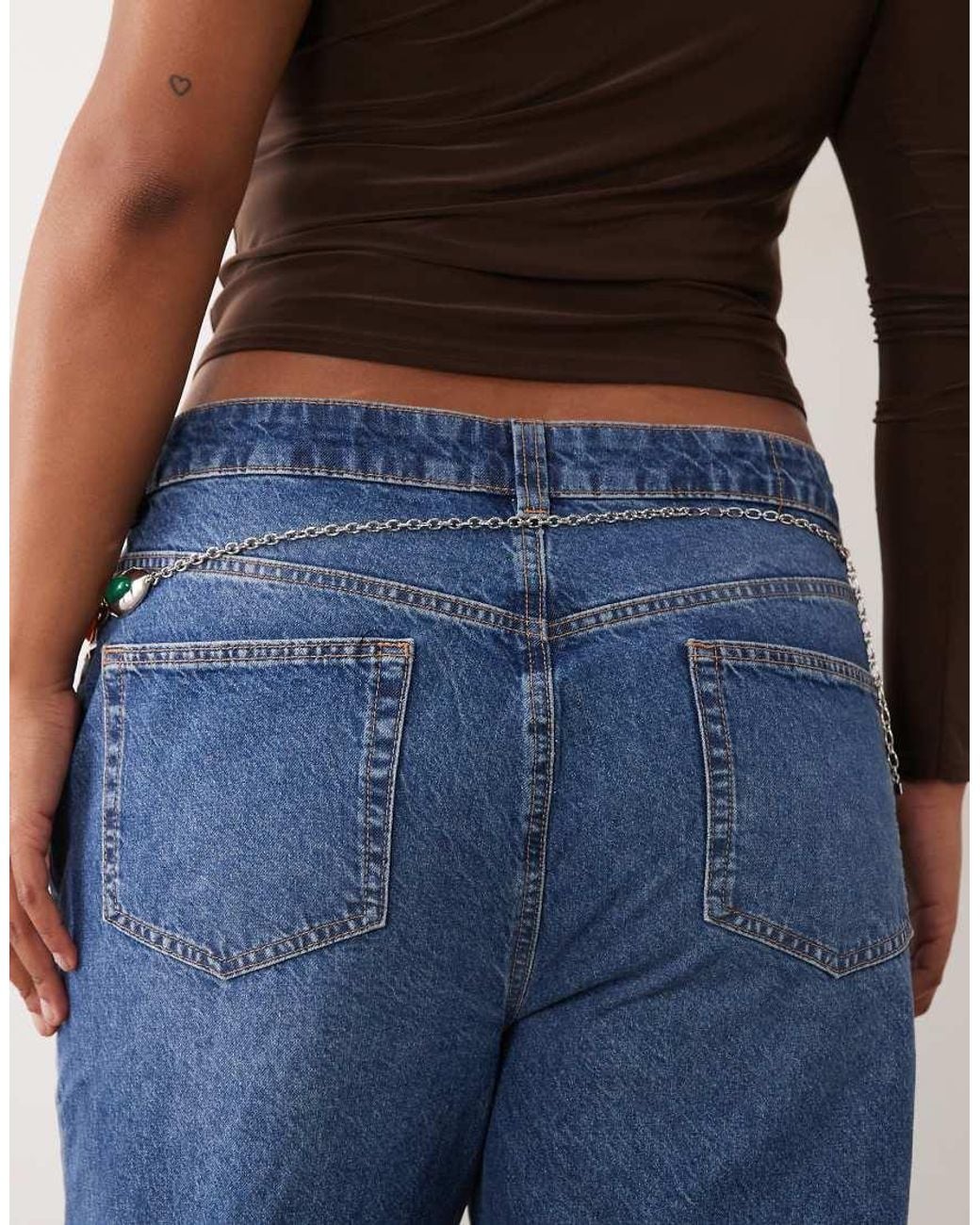 ASOS Blue Asos Design Curve Waist And Hip Resin Stone Set Chain Belt