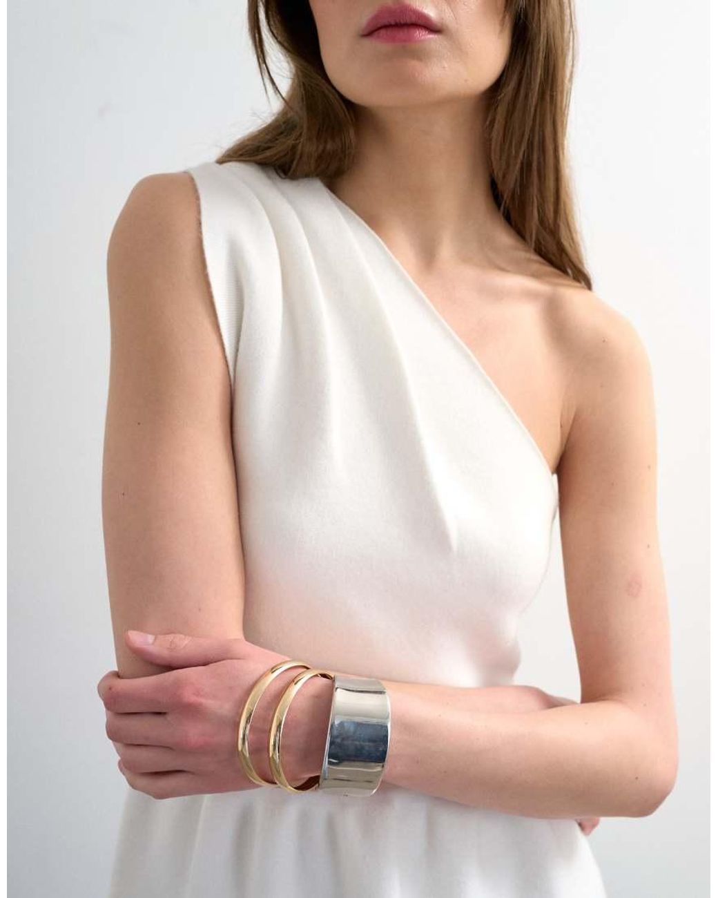 TOPSHOP Blue Knitted Compact Peplum One Shoulder Top