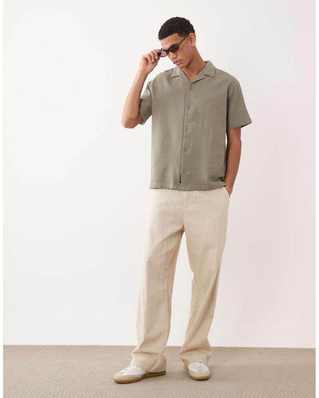 Jack & Jones Gray Waffle Short Sleeve Shirt for men