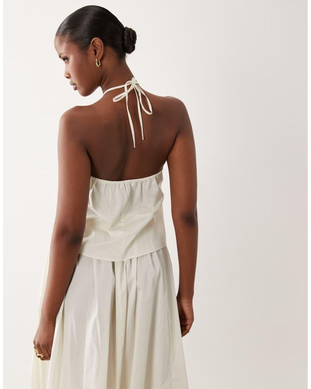Mango Natural Corfu Cotton Mix Halterneck Top Co-ord