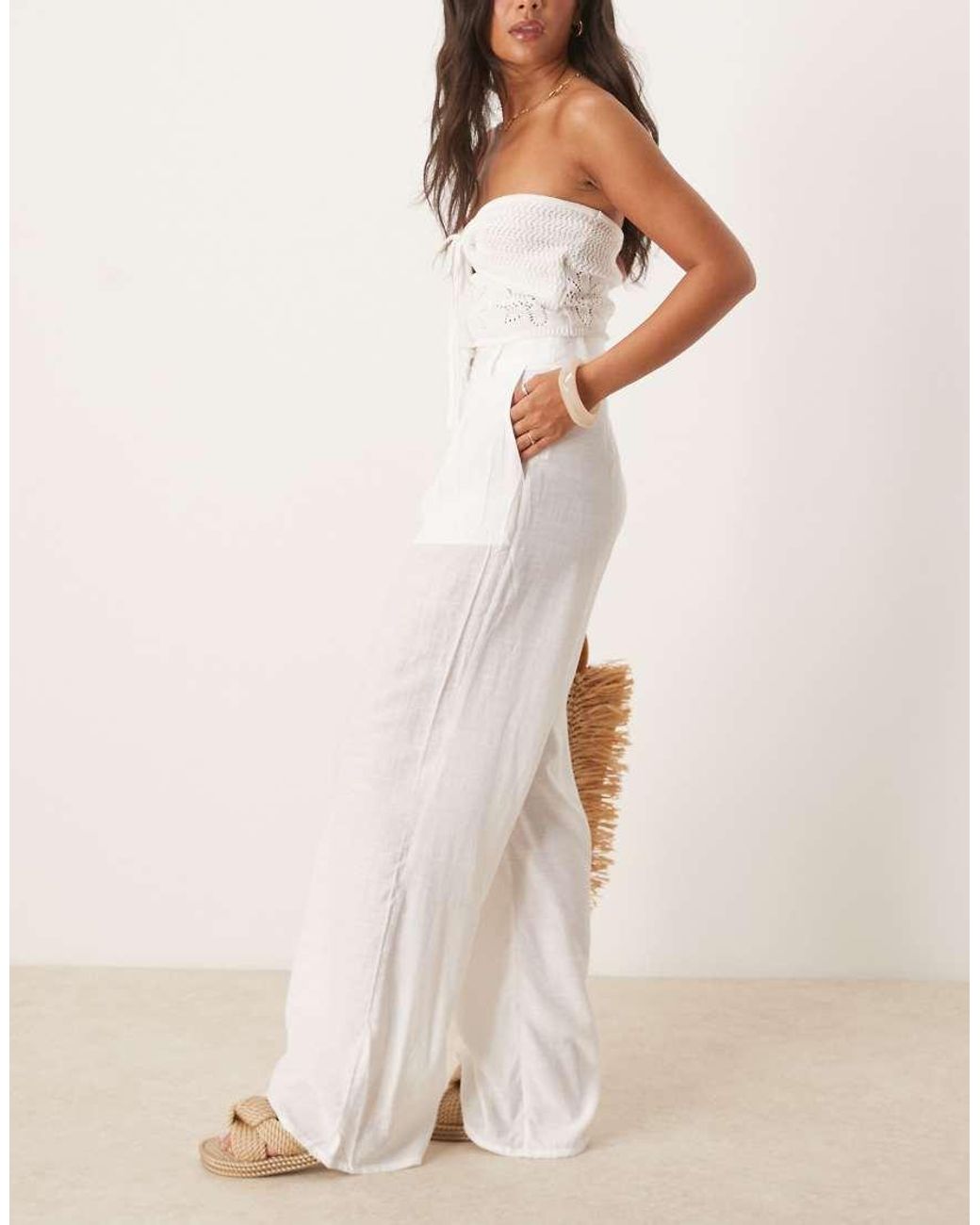NARRATED Natural Wide Leg Trousers