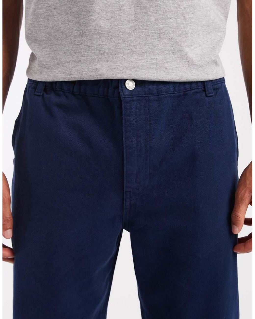 ASOS Blue Straight Fit Trousers for men