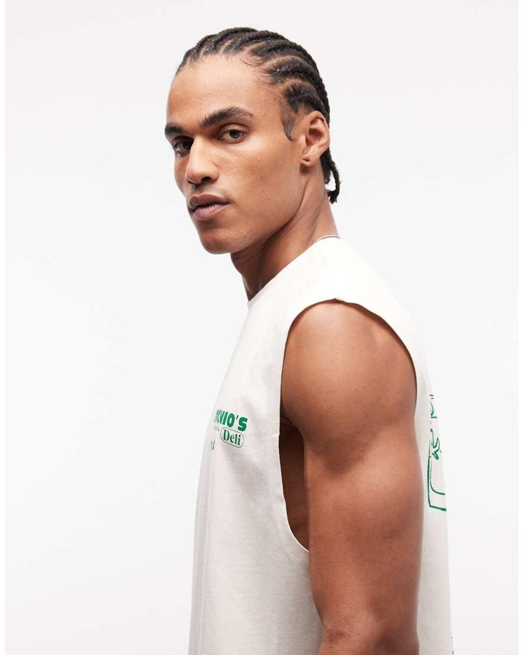 ASOS White Oversized Tank With Food And Drink Graphic for men