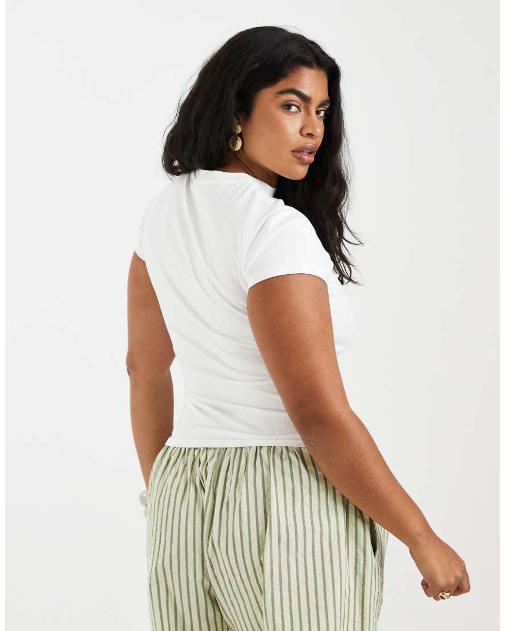 ASOS White Asos Design Curve Baby Tee With Beaded Buenos Aires Fruit Graphic
