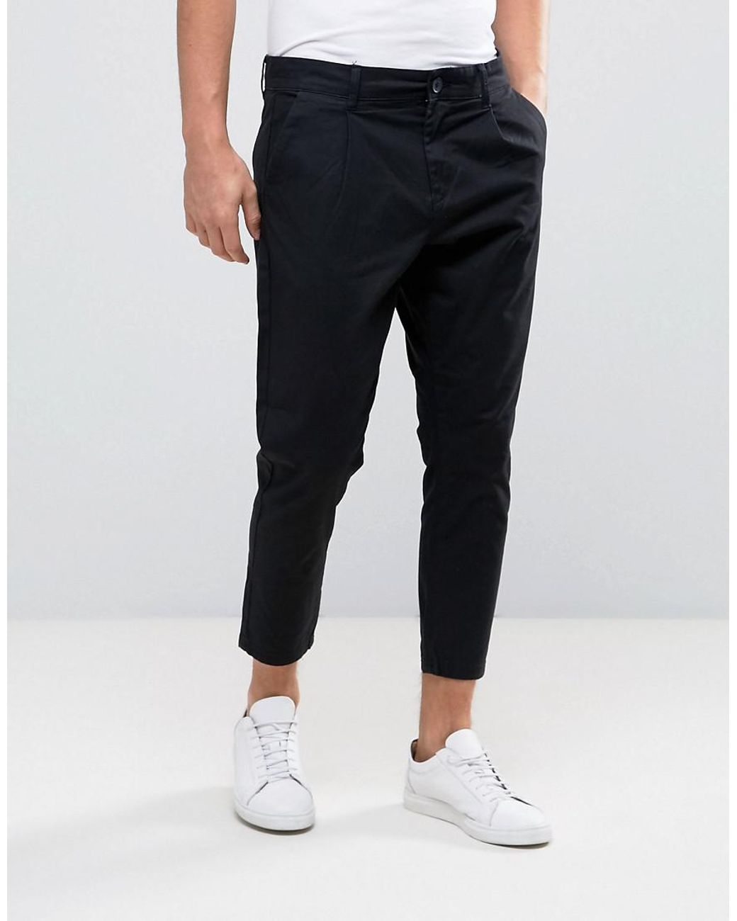 Only & Sons Cropped Chino Black for Men | Lyst