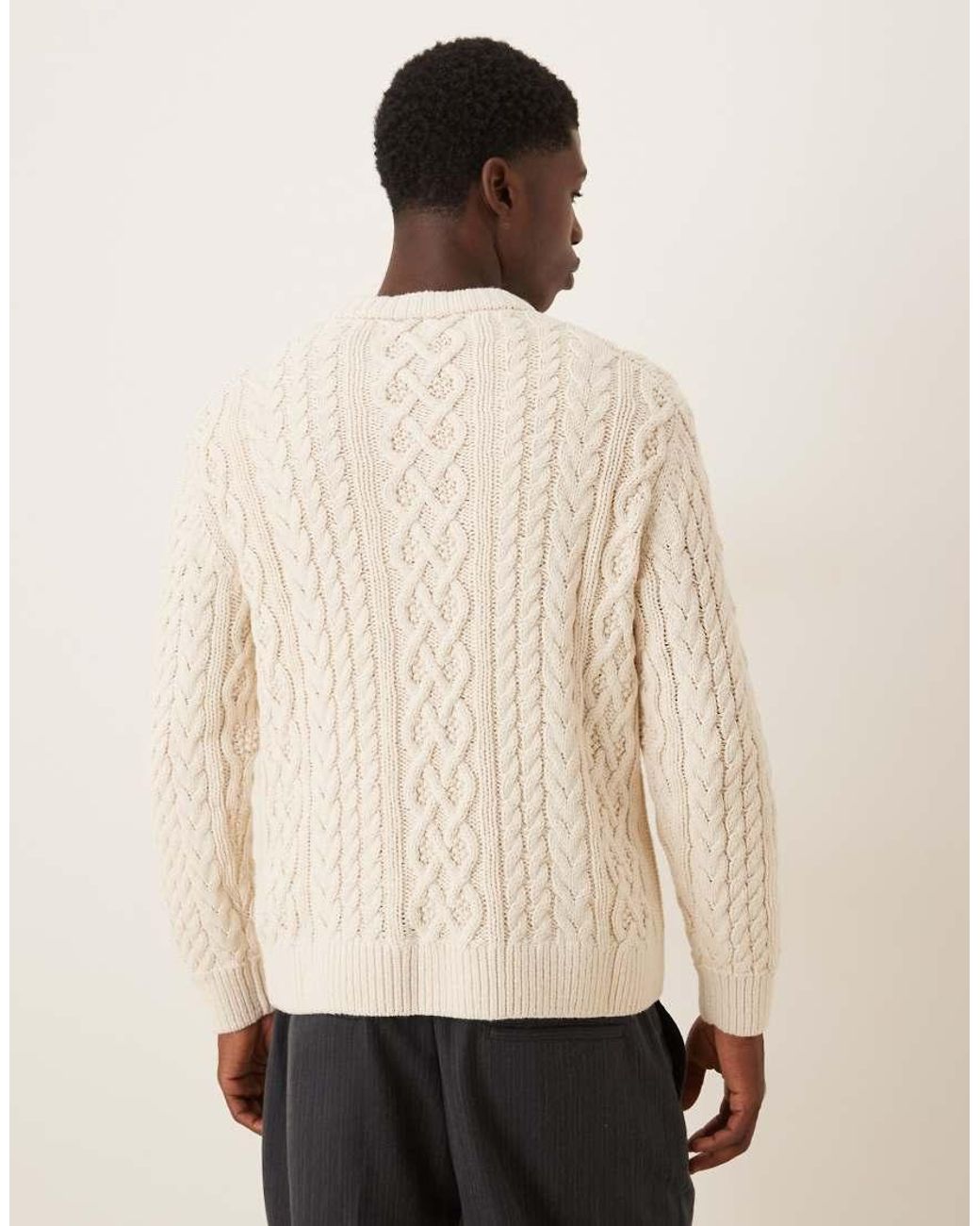 Abercrombie & Fitch Natural Oversized Cable Knit Jumper for men