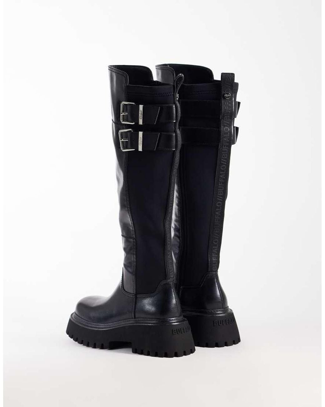 Buffalo Black Stacy High Biker Boots