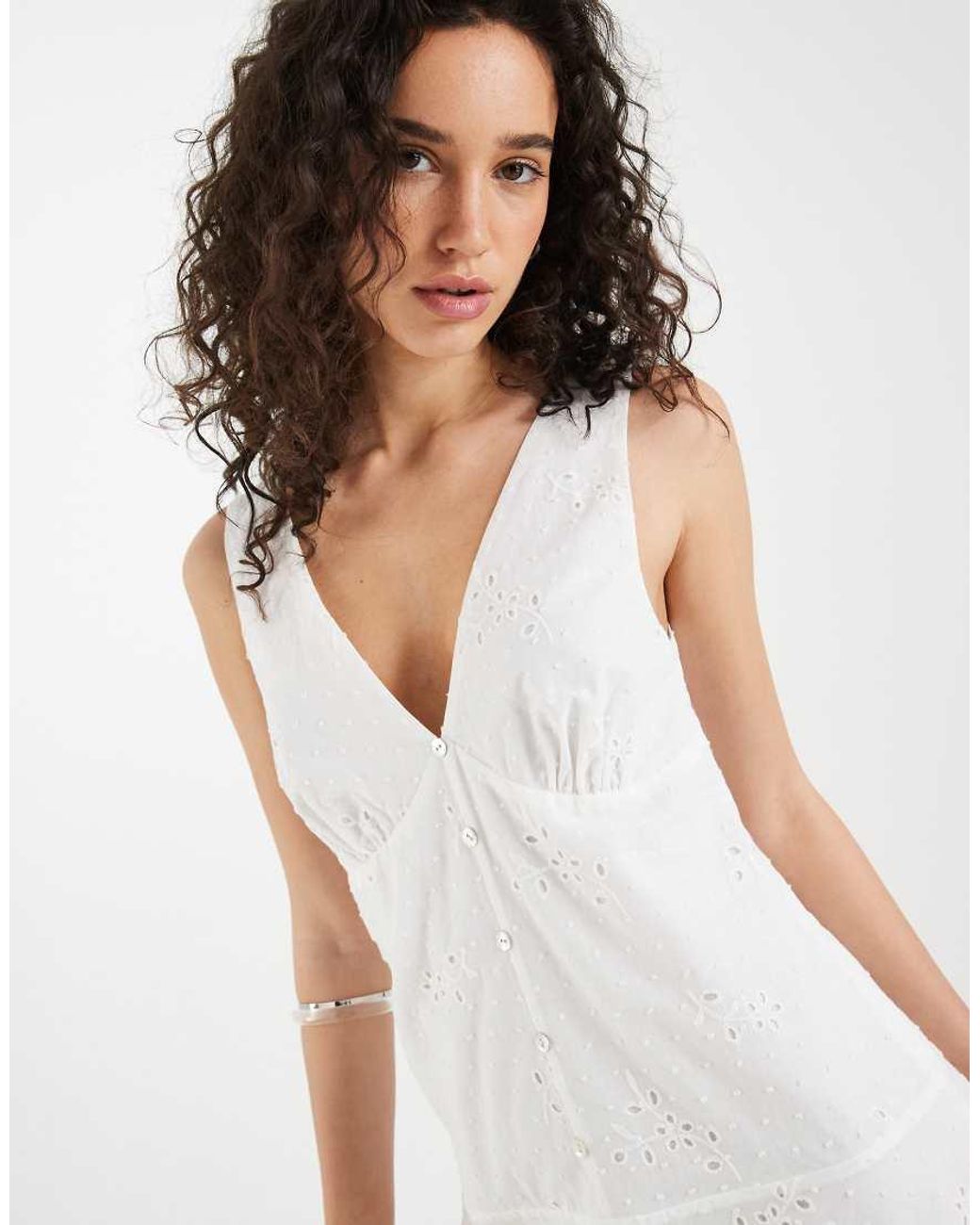 Motel White Raspati Broderie Mini Dress