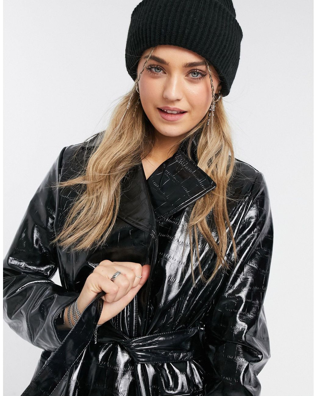 TOPSHOP Vinyl Trench Coat in Black Lyst Australia