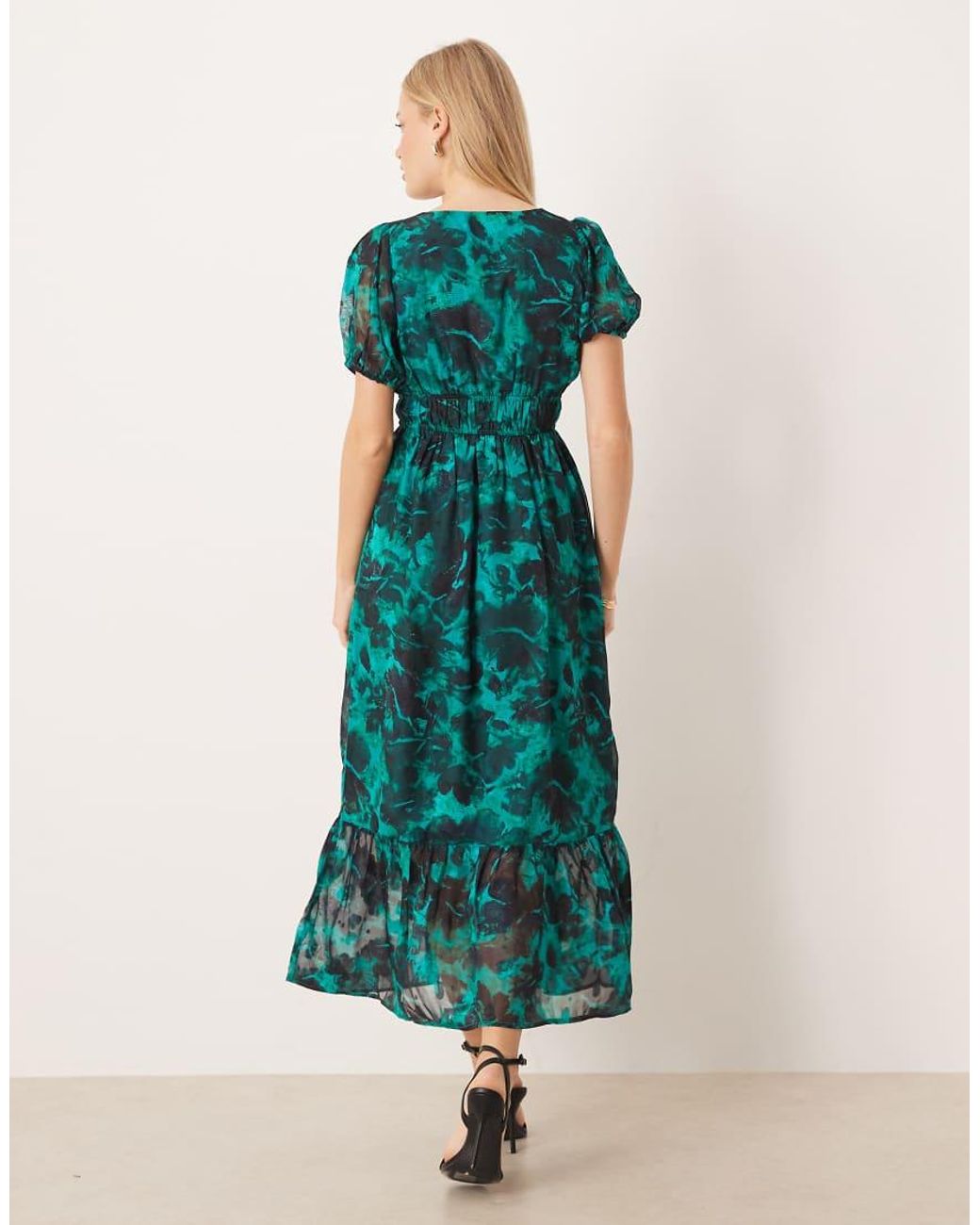 Lovedrobe Green Short Sleeve Tie Detail Midaxi Dress