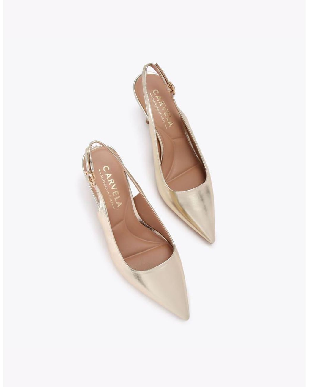 Carvela Kurt Geiger White Spirit Metallic Faux-Leather Slingback Courts