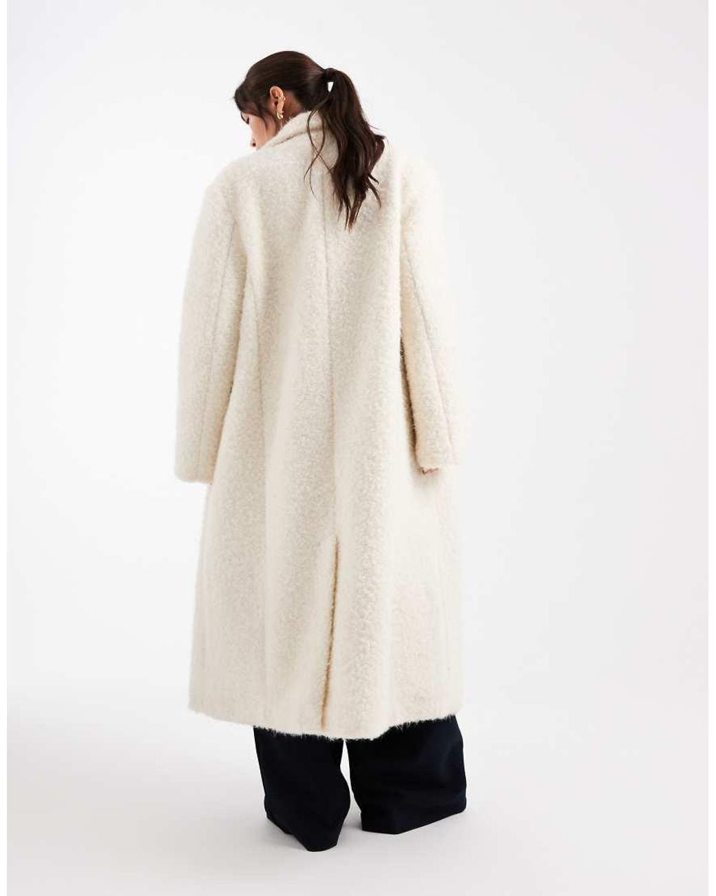 ASOS White Wool Rich Textured Oversized Dad Coat