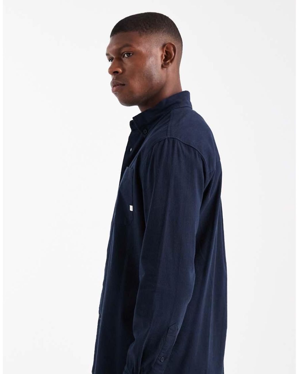 Farah Blue Netherton Long Sleeve Corduroy Shirt for men