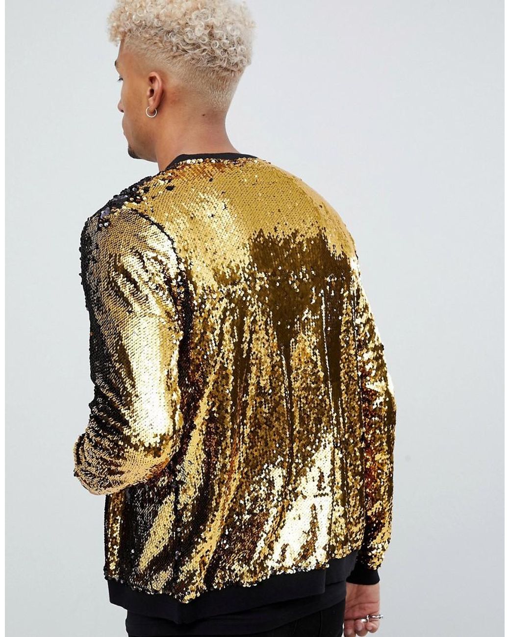 ASOS Knitted Sequin Cardigan With Gold And Black Sequins in