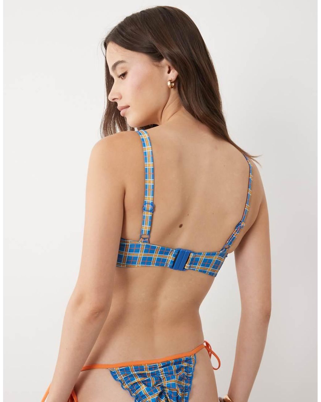 ASOS Blue Fuller Bust Charlie Underwired Bikini Top With Ruche Detail