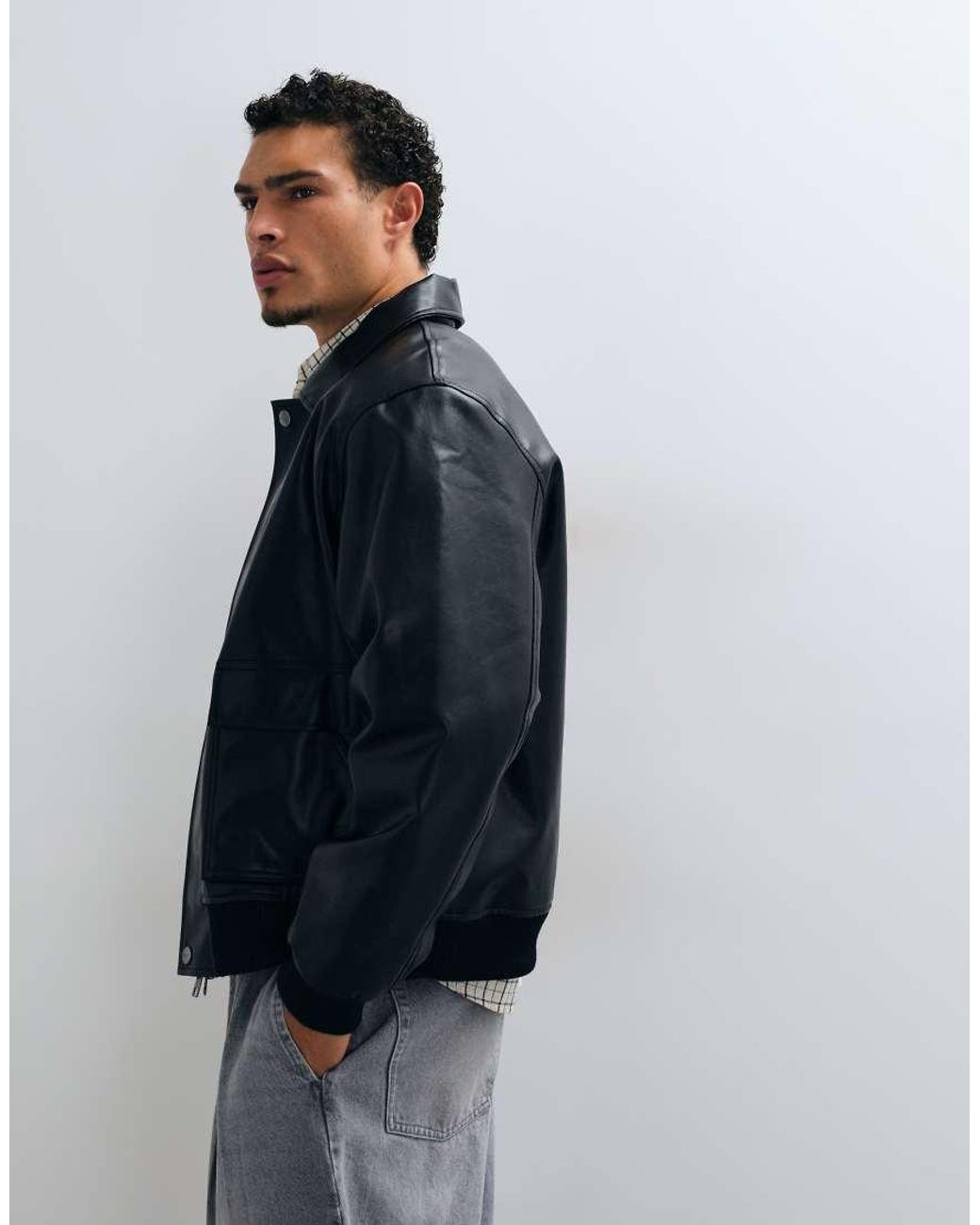 Carhartt Blue Arizona Faux Leather Trucker Jacket for men