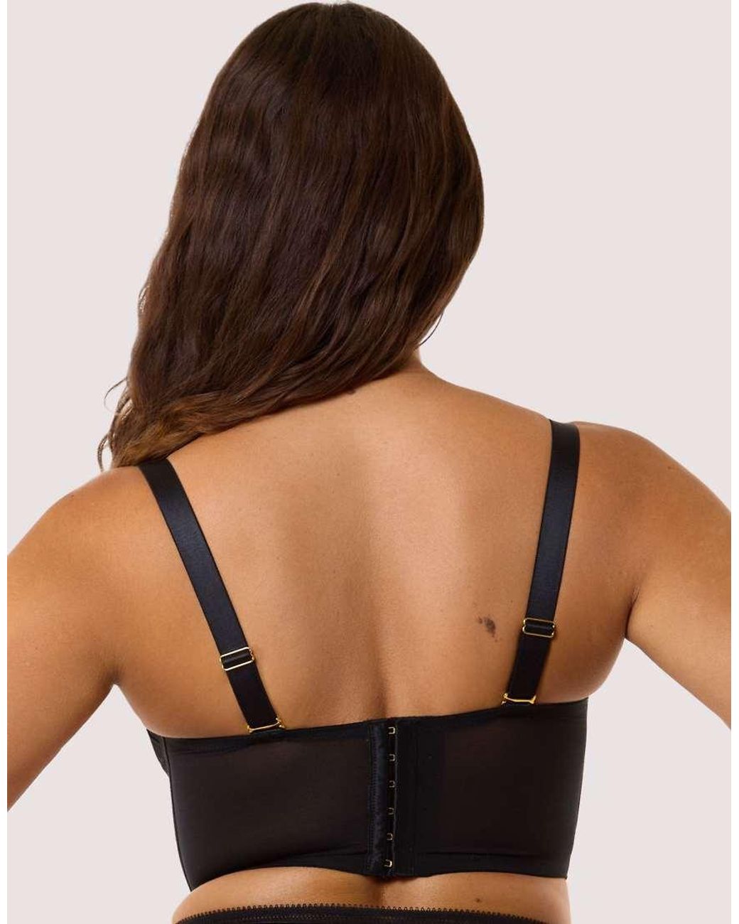 Wolf & Whistle Black Daisy Embroidery Strapless Bustier