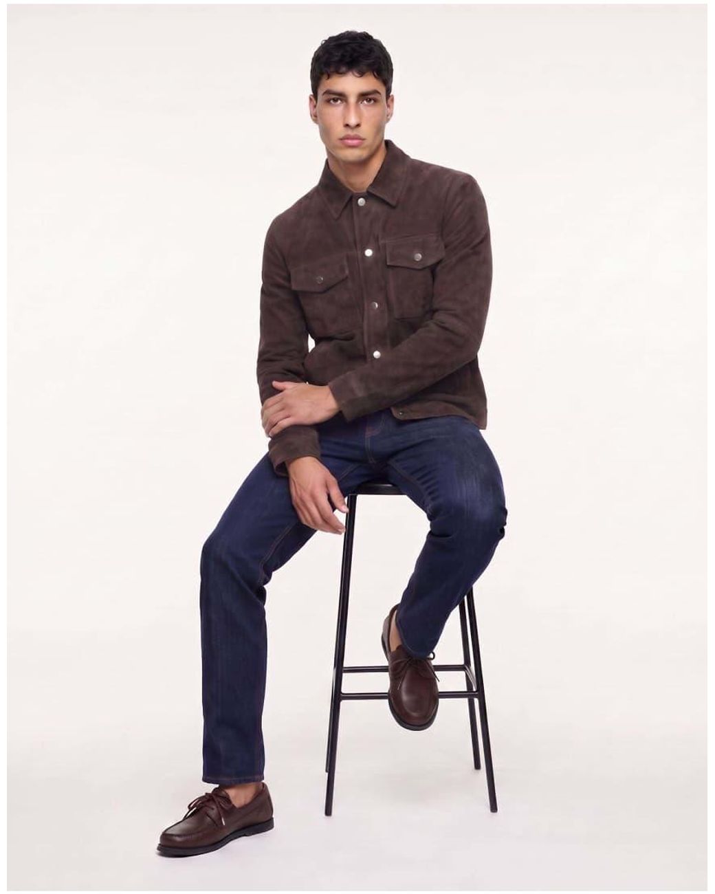 Harry Brown Blue Santino Suede Trucker Jacket for men